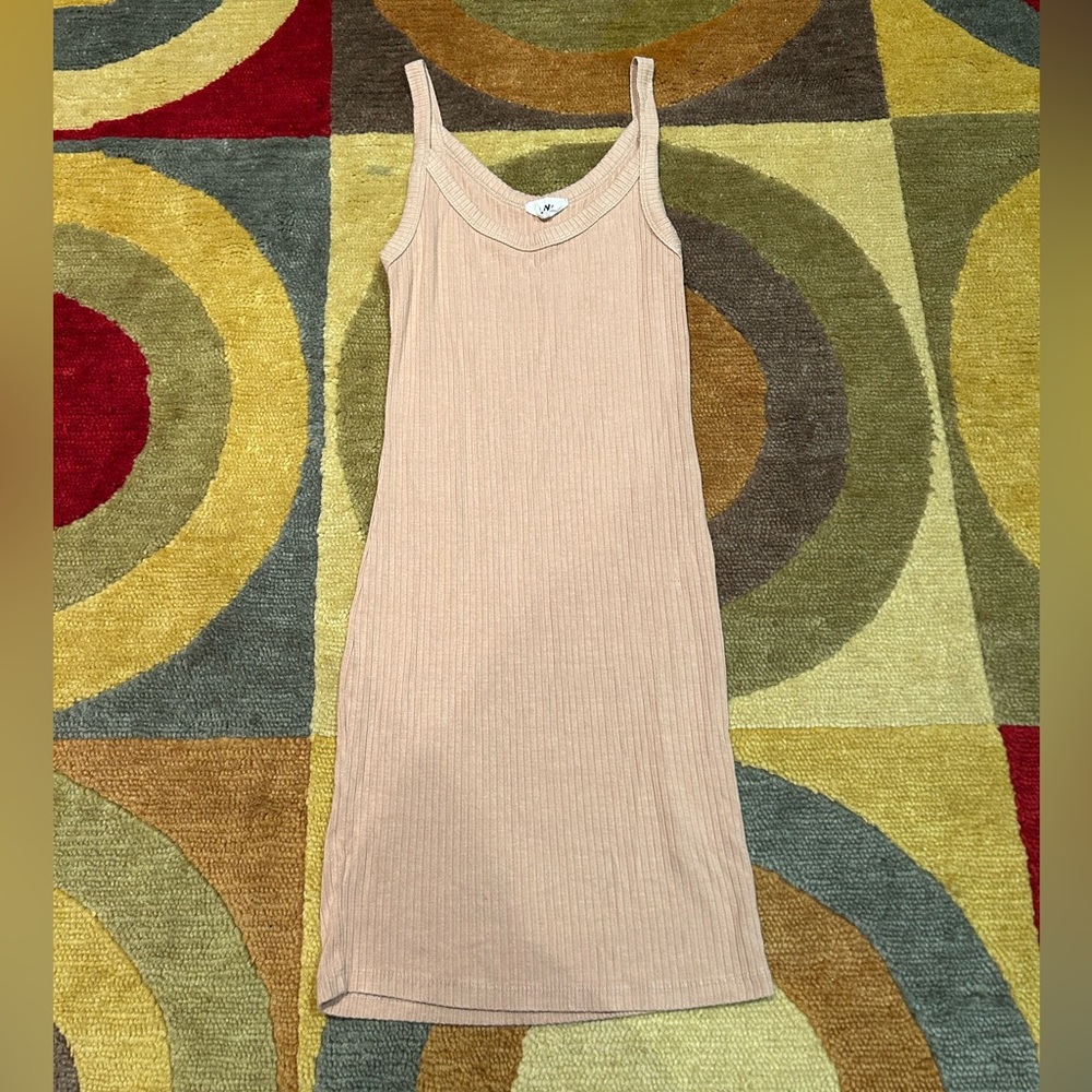 LNA Tan Beige Ribbed Stretchy Sleeveless Tank Dress Women’s Size XS